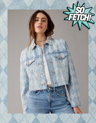 AE x Mean Girls Cropped Argyle Denim Jacket