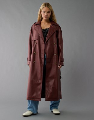 AE Vegan Leather Trench Coat | American Eagle