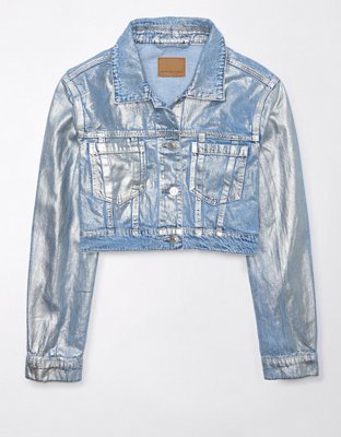 American eagle shop cropped denim jacket