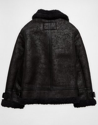 AE Oversized Shearling Biker Jacket | American Eagle