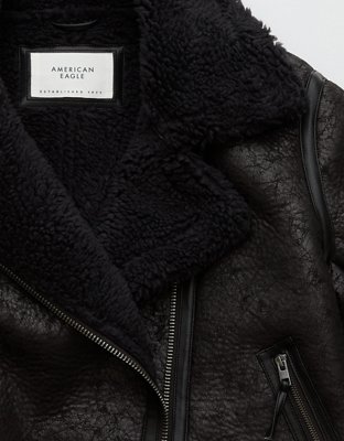 AE Oversized Shearling Biker Jacket | American Eagle