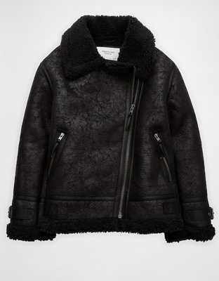 AE Oversized Shearling Biker Jacket