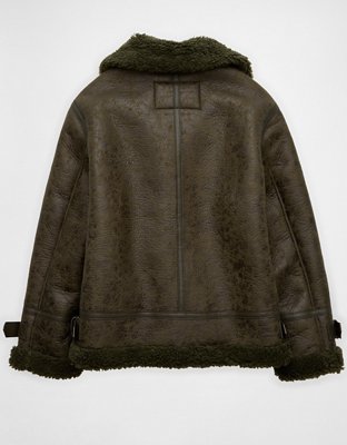 AE Oversized Shearling Biker Jacket