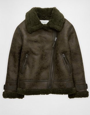 AE Oversized Shearling Biker Jacket