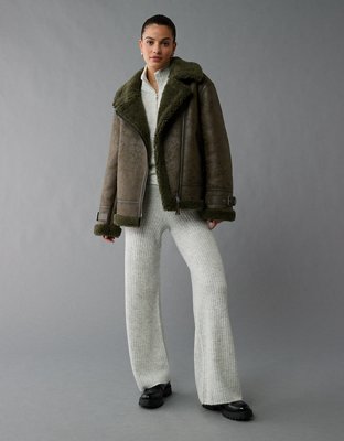 Oversized shearling jacket women's hotsell