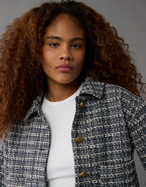 Женские куртки American Eagle AE Tweed Utility Jacket