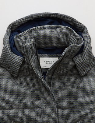 Женские куртки American Eagle AE Plaid Hooded Puffer Jacket — фото 6