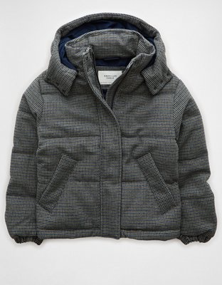 Женские куртки American Eagle AE Plaid Hooded Puffer Jacket — фото 3
