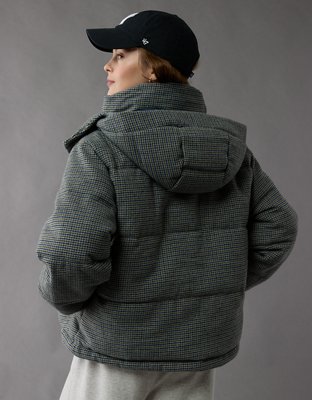 Женские куртки American Eagle AE Plaid Hooded Puffer Jacket — фото 2