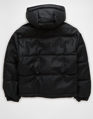 AE Vegan Leather Puffer Jacket