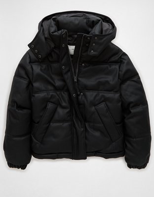 Женские куртки American Eagle AE Vegan Leather Puffer Jacket — фото 3