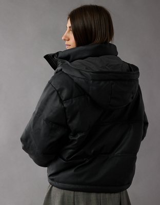 Женские куртки American Eagle AE Vegan Leather Puffer Jacket — фото 2