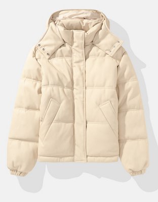 AE Vegan Leather Puffer Jacket | American Eagle