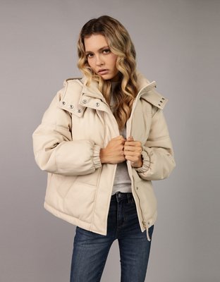 AE Vegan Leather Puffer Jacket