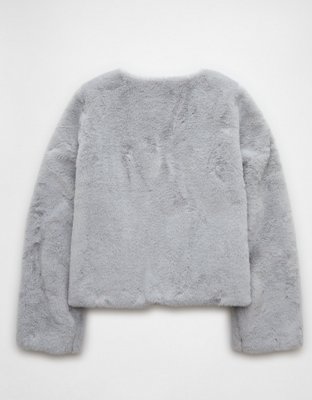 Женские куртки American Eagle AE Collarless Faux Fur Jacket — фото 4