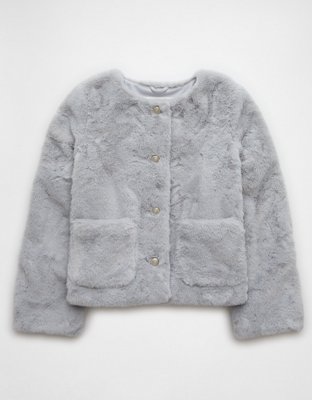 Женские куртки American Eagle AE Collarless Faux Fur Jacket — фото 3