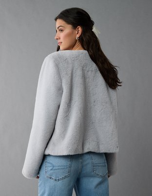Женские куртки American Eagle AE Collarless Faux Fur Jacket — фото 2