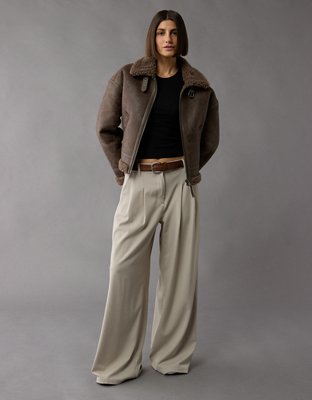 Женские куртки American Eagle AE Shearling Biker Jacket — фото 5