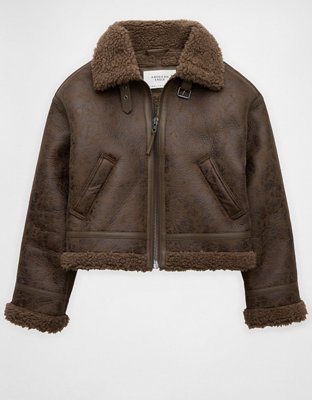 Женские куртки American Eagle AE Shearling Biker Jacket — фото 3
