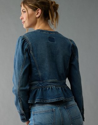 AE Slim Fit Collarless Denim Jacket