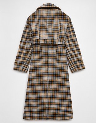Женские куртки American Eagle AE Plaid Trench Coat — фото 3