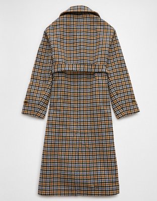 AE Plaid Trench Coat