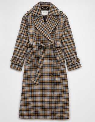 AE Plaid Trench Coat