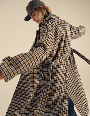 AE Plaid Trench Coat