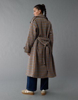 AE Plaid Trench Coat