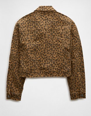 Женские куртки American Eagle AE Cropped Leopard Denim Jacket — фото 4