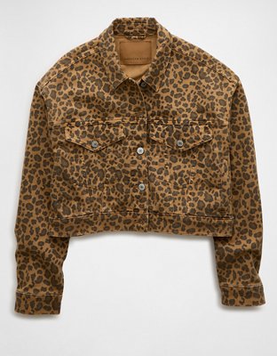 AE Cropped Leopard Denim Jacket