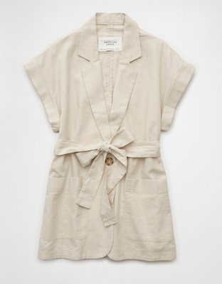 AE Linen-Blend Tie Waist Vest