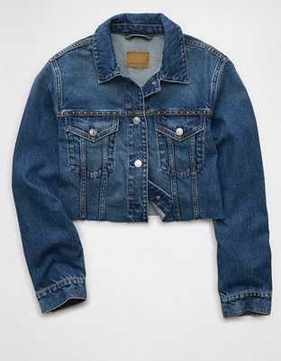 AE Cropped Studded Denim Jacket