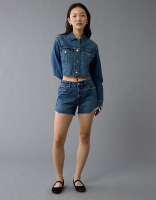 AE Cropped Studded Denim Jacket