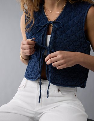 AE Tie Front Quilted Vest