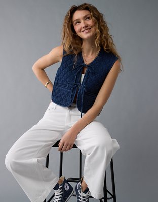 AE Tie Front Quilted Vest | American Eagle