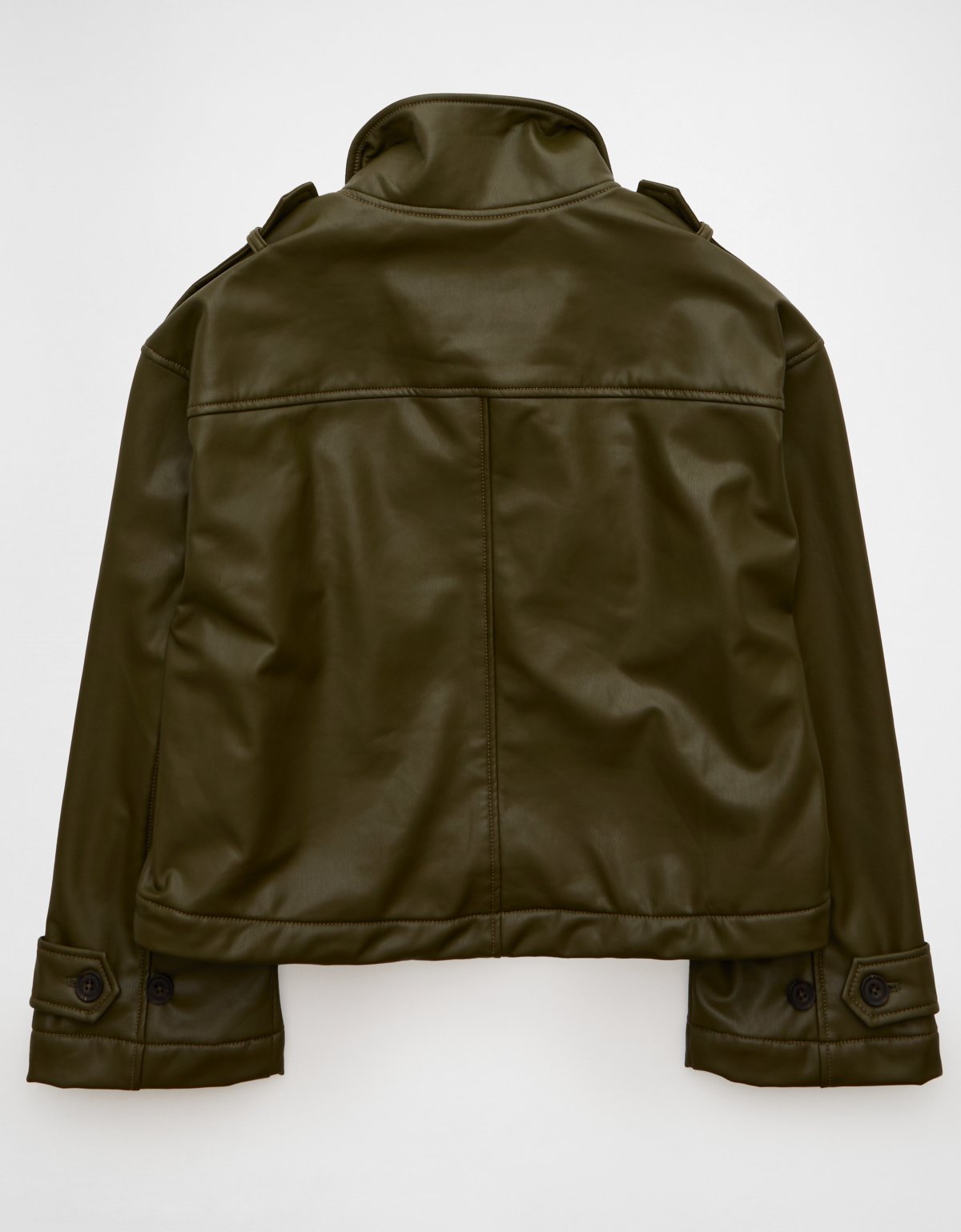 AE Faux Leather Cropped Trench Jacket - image 4