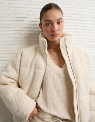 AE Cropped Sweater Puffer Jacket