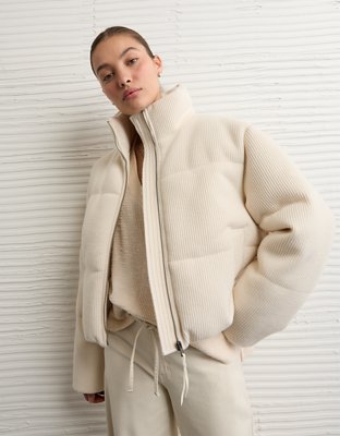 AE Cropped Sweater Puffer Jacket