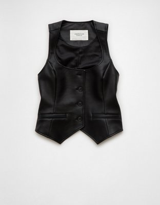 AE Vegan Leather Square Neck Waistcoat