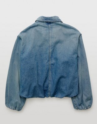 AE Chamarra de Aviador de Denim Abombada