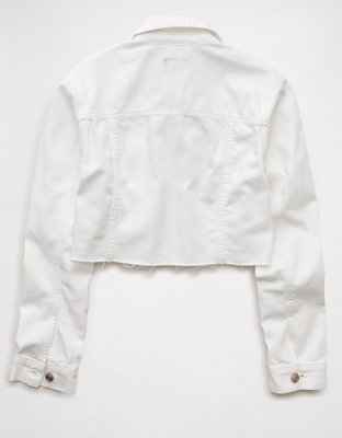 Женская куртка American Eagle AE Super Cropped Denim, цвет: Белый — фото 4