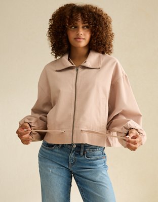 Женская куртка American Eagle AE Funnel Neck Bomber, цвет: Розовый — фото 7