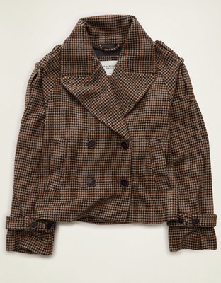 AE Short Wool-Blend Trench Coat
