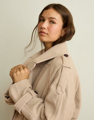 AE Short Wool-Blend Trench Coat
