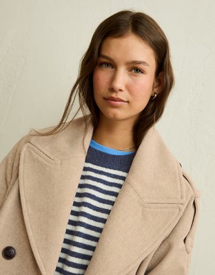 AE Short Wool-Blend Trench Coat