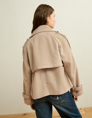 AE Short Wool-Blend Trench Coat