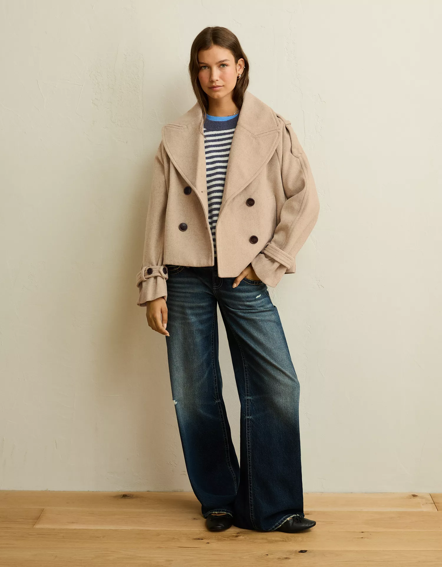 AE Short Wool-Blend Trench Coat - thumbnail 9