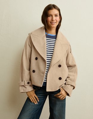 AE Short Wool-Blend Trench Coat