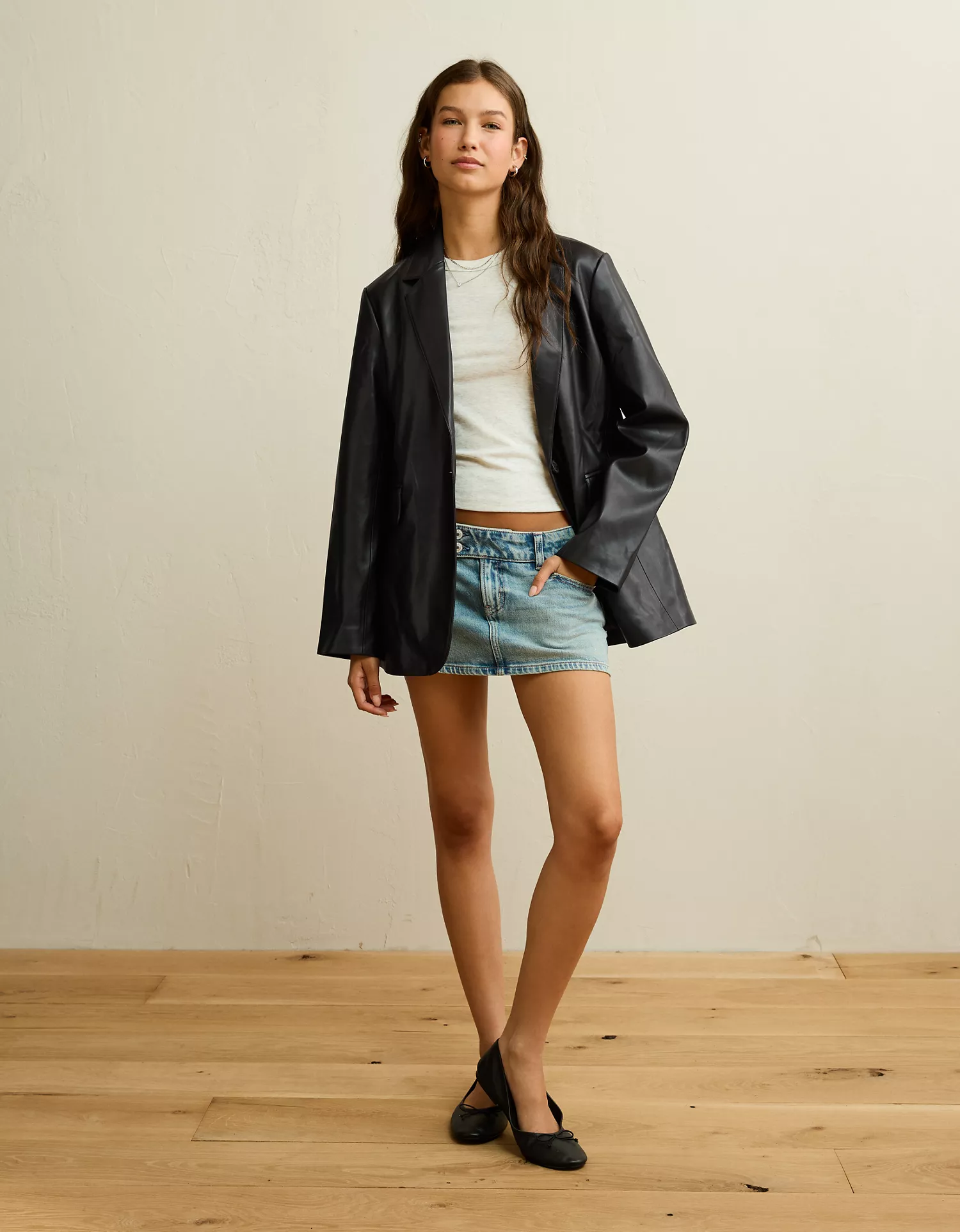 AE Vegan Leather Blazer